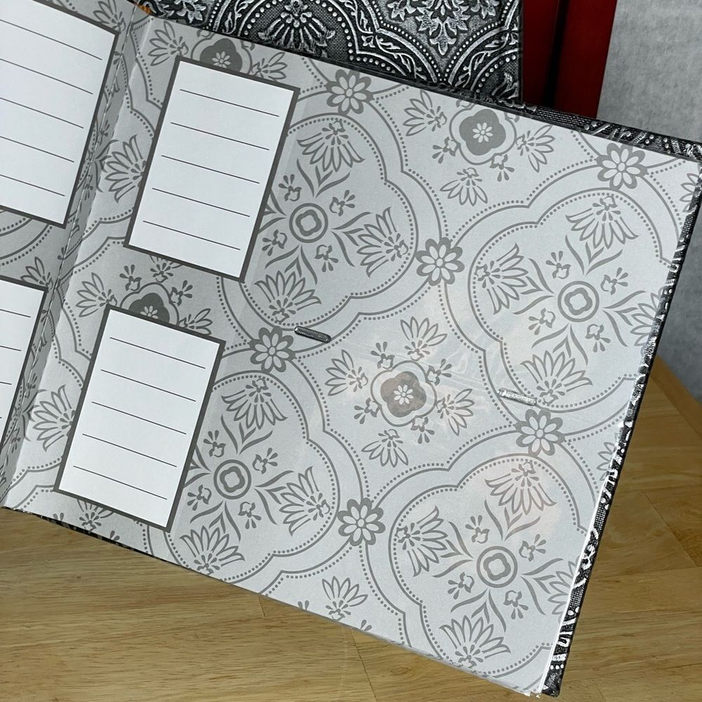 Black and Silver Photo Album w/Embossed Floral Designs Holds 200 4x6 Photos - Picture 11 of 13